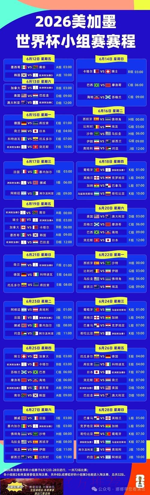 2026世界杯每日赛程官方发布比赛时间表在哪里看 2026世界杯每日赛程官方发布比赛时间表在哪里看